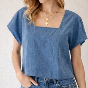 Madewell women's cropped top blue size Med